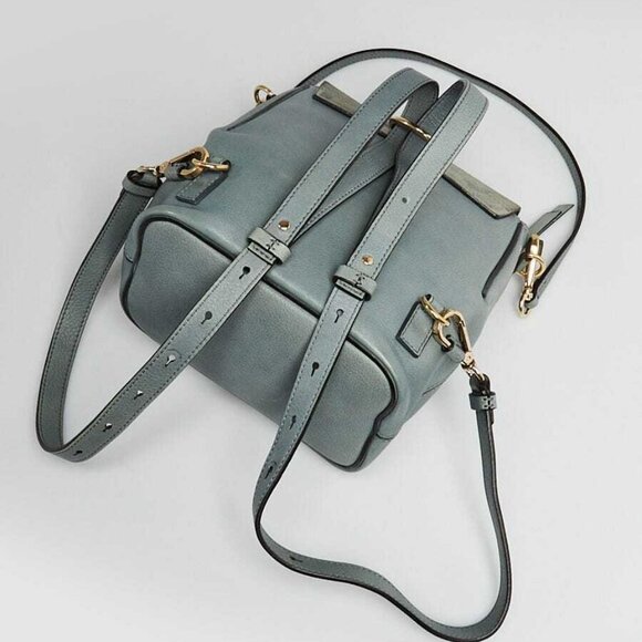 Chloe Light Blue Leather/Suede Small Faye Backpack Bag - Picture 2 of 11